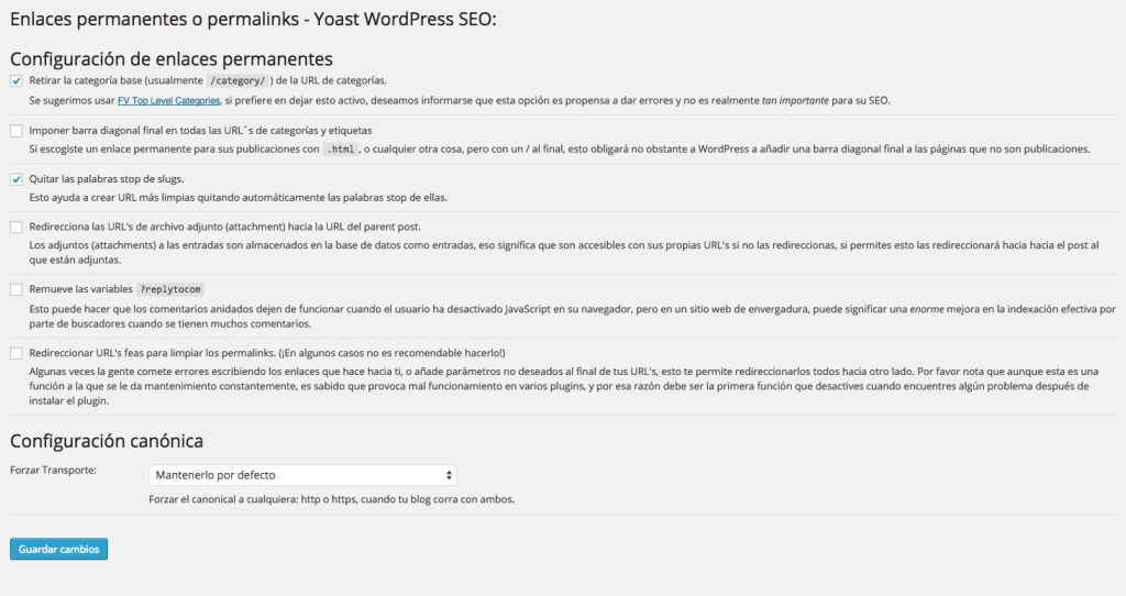Enlaces permanentes WordPress SEO plugin by Yoast