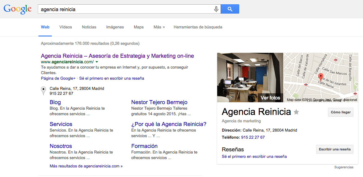 Busqueda Agencia Reinicia Google