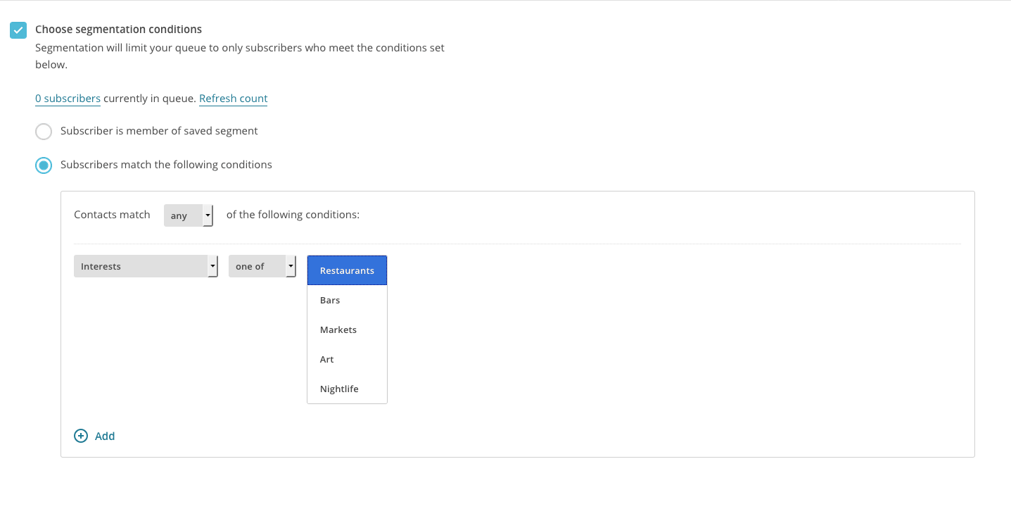 Edit Segment Mailchimp