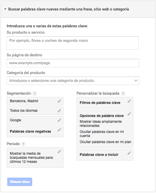 búsqueda de palabras clave - google keyword tool 1