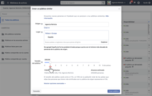 Porcentaje públicos similares - Facebook Ads - Agencia Reinicia