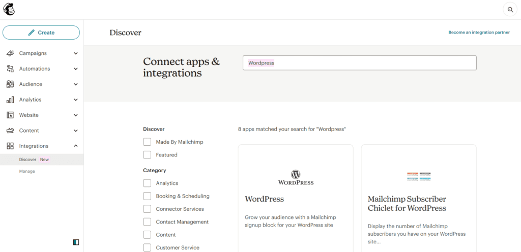 Integraciones Mailchimp