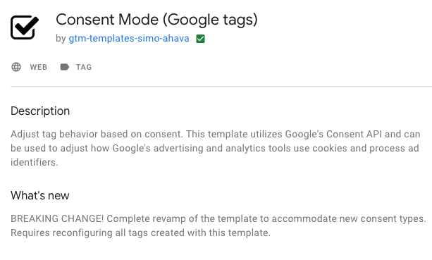 Etiqueta Consent Mode Google Tag Manager